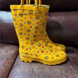 Lands' End Yellow Floral Kids Rain Boots size 2